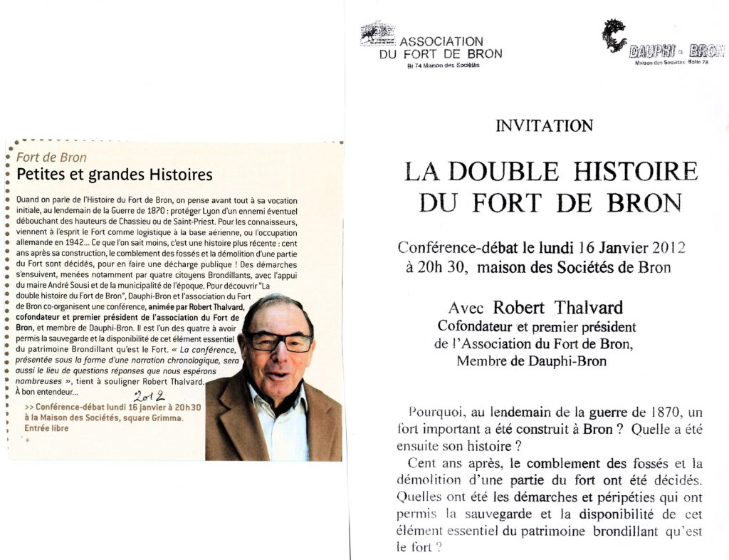 2012 Conférence de Robert Thalvard - association du Fort de Bron